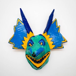 Arte popular mexicana Máscara de diabo Diablo Papel machê Monstro Decoração de parede | Eclético | Colorido | México