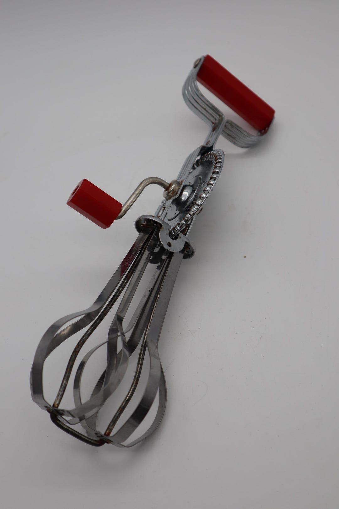 Vintage Ekco Hi-speed Egg Beater Red Bakelite Handle Manual Hand Mixer ...