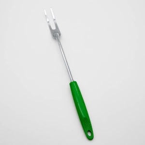 Vintage Ekco Chromium Plated Meat Serving Carving Fork w/ Green Handle MCM 12 1/2&quot;