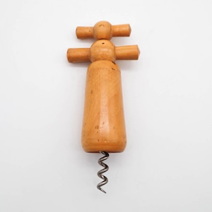 Vtg French Double Twist Wooden Corkscrew Wine Bottle Opener Barware