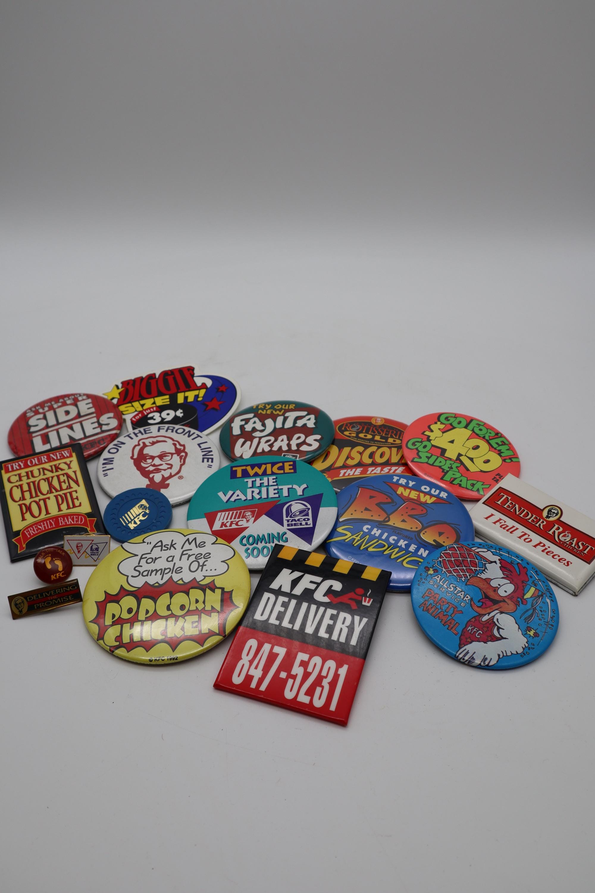Vintage '90s KFC Taco Bell Employee Buttons Pins Kentucky Fried