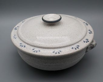 Casseruola in gres, zuppiera con coperchio, in ceramica artistica vintage, con macchie, firmata Di Bello / Cottagecore / French Country / Farmhouse