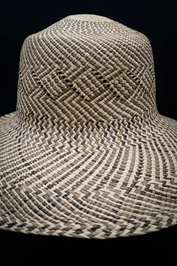 Vintage Straw Sun Wide Brim Bucket Hat Bonwit Tel… - image 3