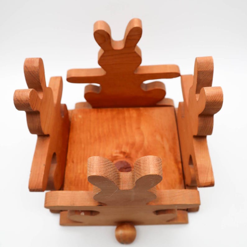 Handmade Wooden Bunny Rabbit Storage Box Crate Planter Easter Nursery ...