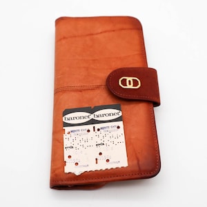 Cartera vintage Baronet Monte Carlo de piel auténtica con tarjetero y monedero, años 70
