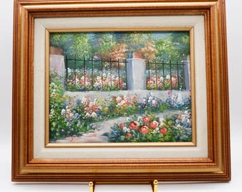Vintage Signed Balfour Original Impressionist Oil Painting Botanical Garden Floral 13x15