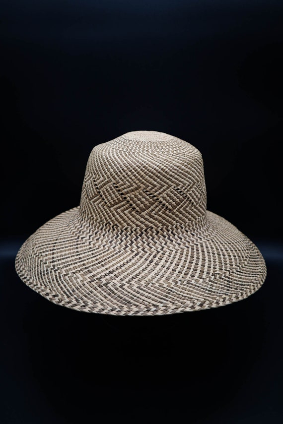 Vintage Straw Sun Wide Brim Bucket Hat Bonwit Tel… - image 2
