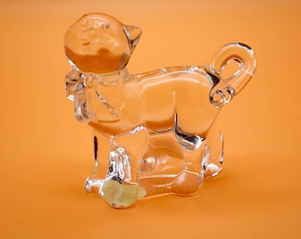 Vintage Lenox Fancy Cat Collection Figurka Stojąca z Kokardą Pełny Kryształ Ołowiowy Sassy Germany