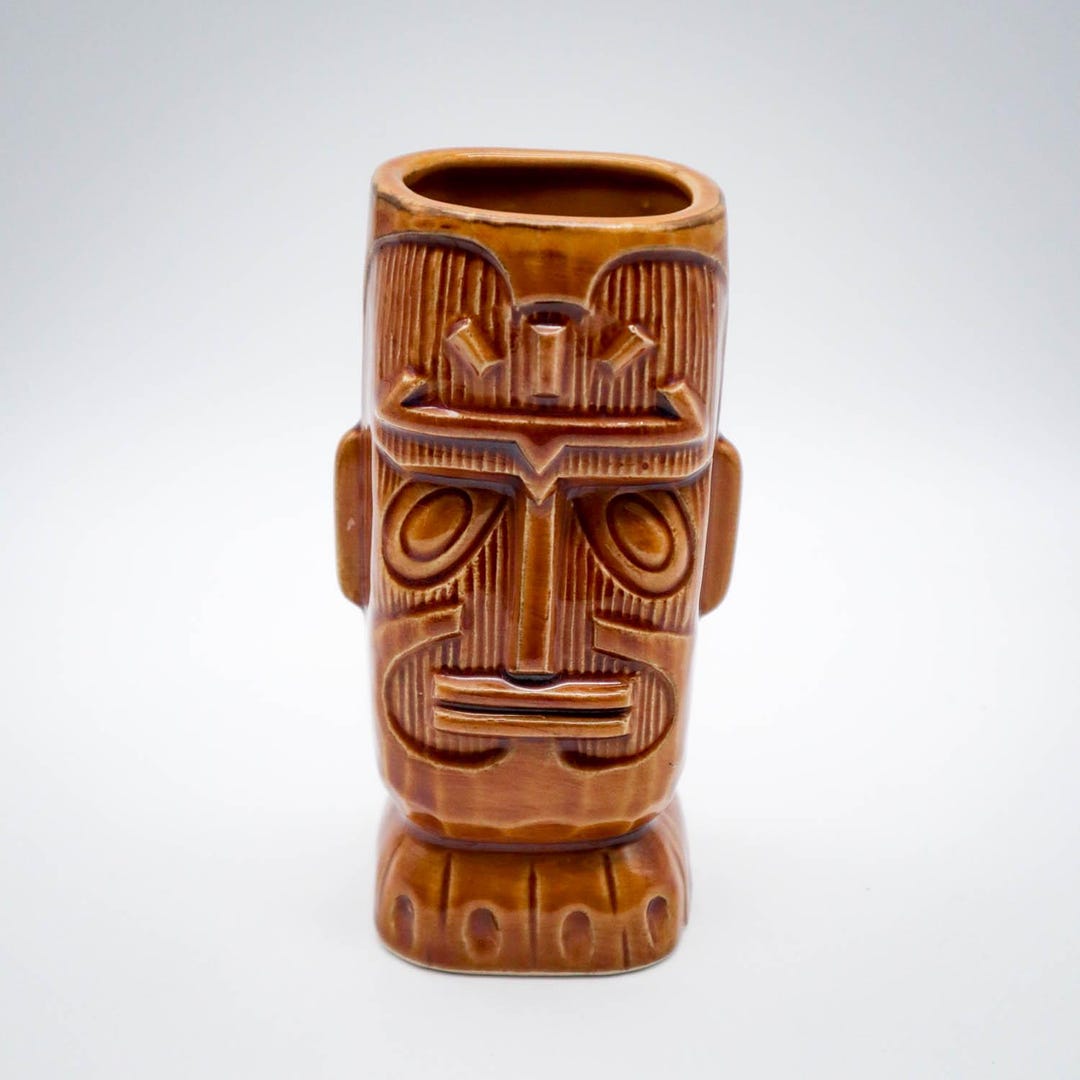 Vintage Otagiri Kon Tiki Mug Cup Totem Idol Ceramic Brown Glaze 6h MCM ...