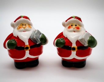 Poterie vintage en céramique Père Noël salière et poivrière, décoration de table de Noël pour les fêtes