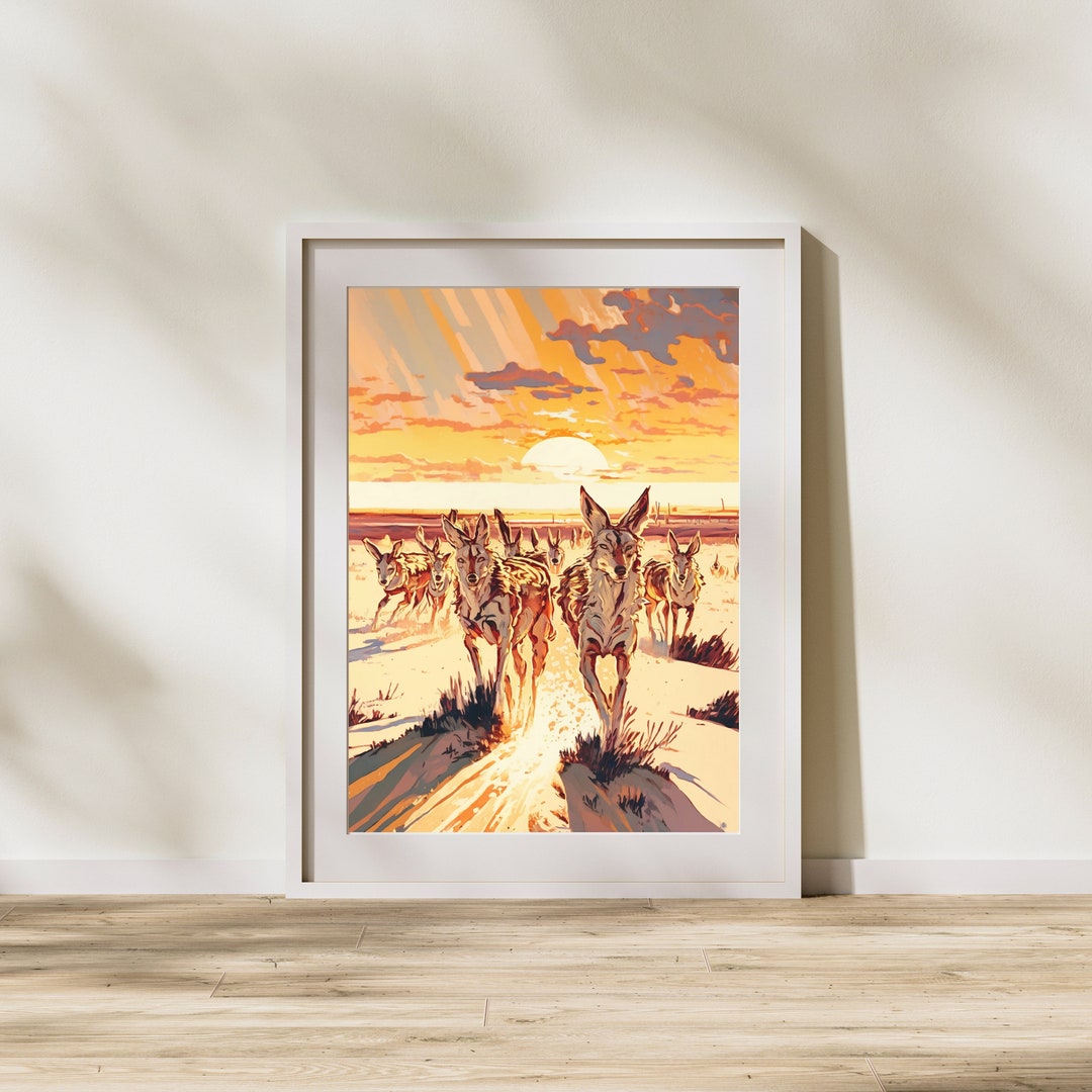 Coyote Wall Art for Kids Room Kids Art Decor for Nursery Animal Artwork for Bedrooms Safari Art