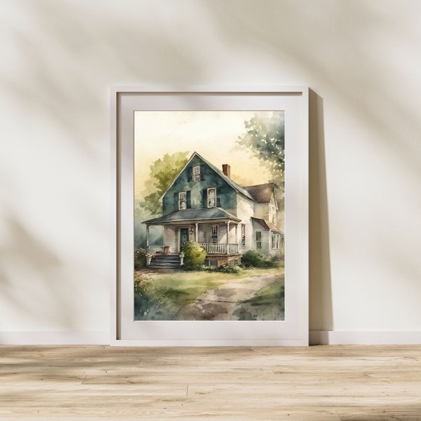 Farmhouse Digital Print - A Rustic and Cozy Piece of Watercolor Artwork | Printable Art | Digital Download | Instant Download | Home Decor