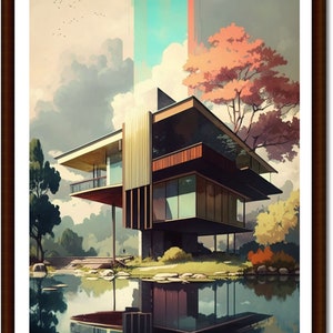 Architektur, Mid Century Modern, abstraktes Design, druckbare Wandkunst, Minimalismus Kunst, moderne Grafik, Galerie Wandkunst, Vintage Print