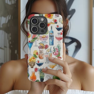 Coquette Cocktail Collage Phone Case, Cute Martini Case, Preppy Aesthetic, iphone 15 14 13 12 11 pro max 8 plus x