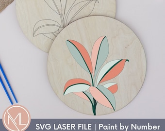 Måla efter nummer laser SVG-fil, gör-det-själv-målningskit Glowforge-klippfil