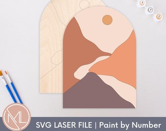 Måla efter nummer laser SVG-fil, gör-det-själv-målningskit Glowforge-klippfil