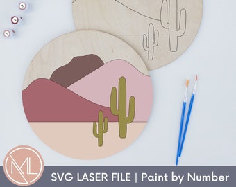 Måla efter nummer laser SVG-fil, gör-det-själv-målningskit Glowforge-klippfil