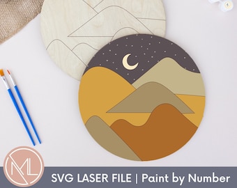 Måla efter nummer laser SVG-fil, gör-det-själv-målningskit Glowforge-klippfil