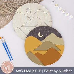 Pintar por Número Laser Arquivo SVG, Kit de Pintura DIY Glowforge Arquivo de Corte