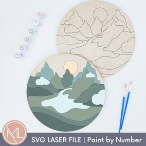 Peinture par numéro fichier SVG laser, kit de peinture DIY fichier de coupe Glowforge