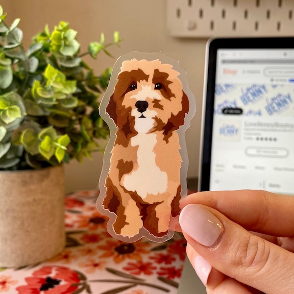 Cavapoo Dog Sticker Decal for Waterbottles Phones and Laptops Removable vinyl waterproof Dog sticker Gift for Dog mom and Cavapoo Mix Lovers