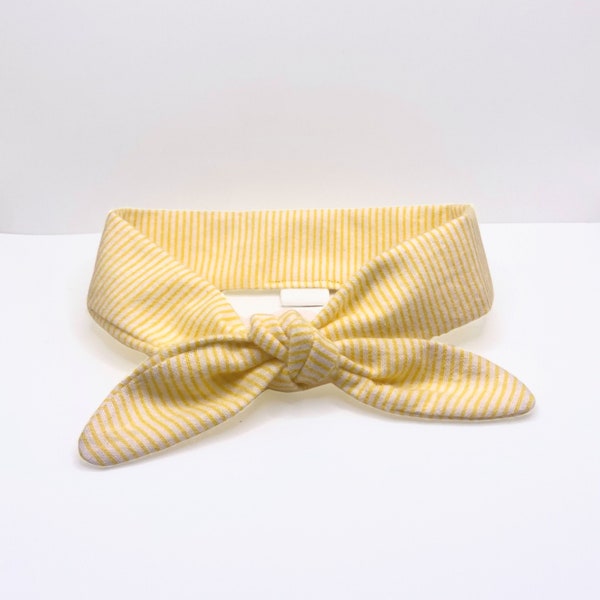 Yellow Dog Neckerchief Bandana, Spring Dog/Cat Bandana necktie - Pale Yellow Striped Bandana Bowtie - Low profile neck tie for Dog/Cat