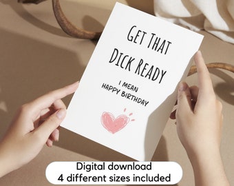 Printable Birthday Card, Funny Birthday Card for husband, boyfriend, partner, for him, digital download, boyfriend birthday card, raunchy