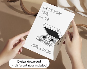 Printable Birthday Card Funny birthday card For Grandpa or Dad birthday card Printable Funny Birthday Card for Vinyl collector Classic Retro