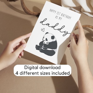Carte d'anniversaire imprimable pour papa, 1er anniversaire pour papa, carte d'anniversaire de bébé, 1er anniversaire pour papa, pour nouveau papa, panda