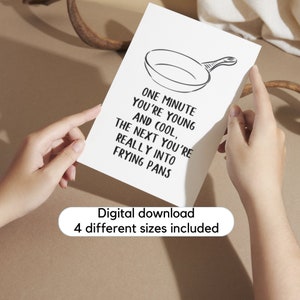 Tarjeta de cumpleaños imprimible, tarjeta de cumpleaños divertida, tarjeta de cumpleaños de sartén divertida, tarjeta de cumpleaños de sartén, descarga digital, sartenes,
