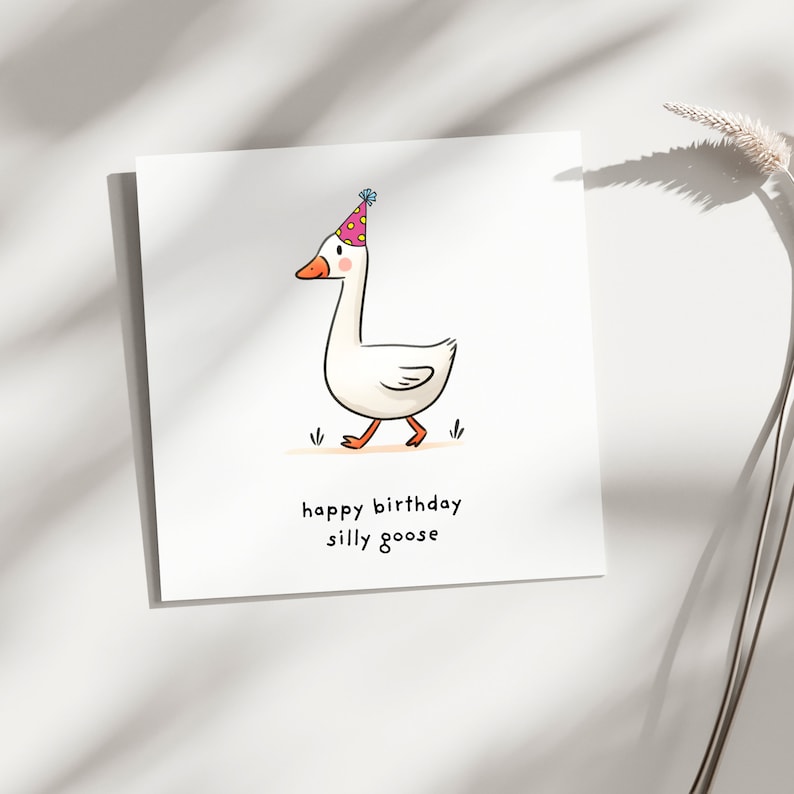 Silly Goose Birthday Card Goose Game Greeting Card, Goose With Party ...