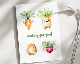 Congratulations card, Food fun card, vegetable card, Encouragement card, new job card, good luck card, Rooting for you card, exam card