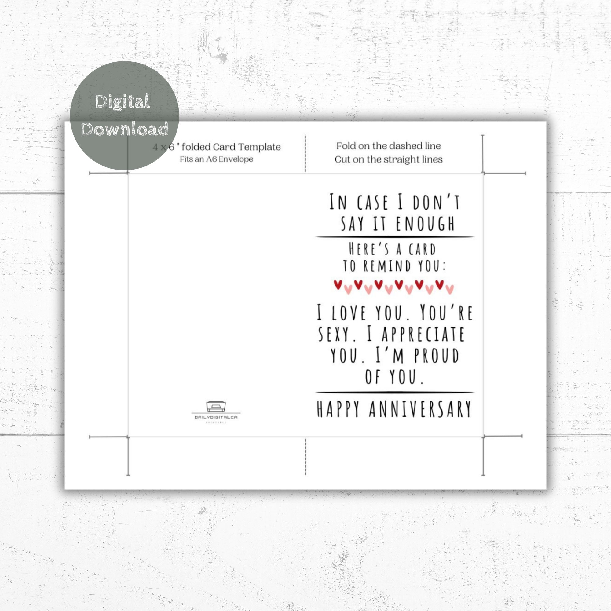 Printable Anniversary Card, Card for Husband, Card for Wife, Boyfriend ...