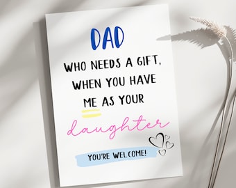 Dad birthday Card, Printable birthday card for dad, funny birthday card for dad, dad birthday gift, from daughter, joke birthday card, daddy