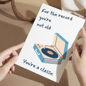 Afdrukbare verjaardagskaart Grappige verjaardagskaart voor opa of papa verjaardagskaart Afdrukbare grappige verjaardagskaart voor vinylverzamelaar Classic Retro