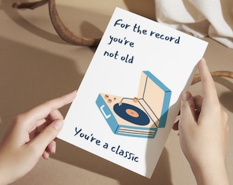 Printable Birthday Card Funny birthday card For Grandpa or Dad birthday card Printable Funny Birthday Card for Vinyl collector Classic Retro