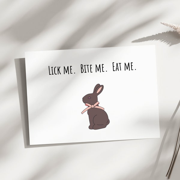 Printable Easter bunny card, Funny Easter card, Dirty Easter Card for partner, wife, husband Chocolate bunny card, funny Easter bunny cards