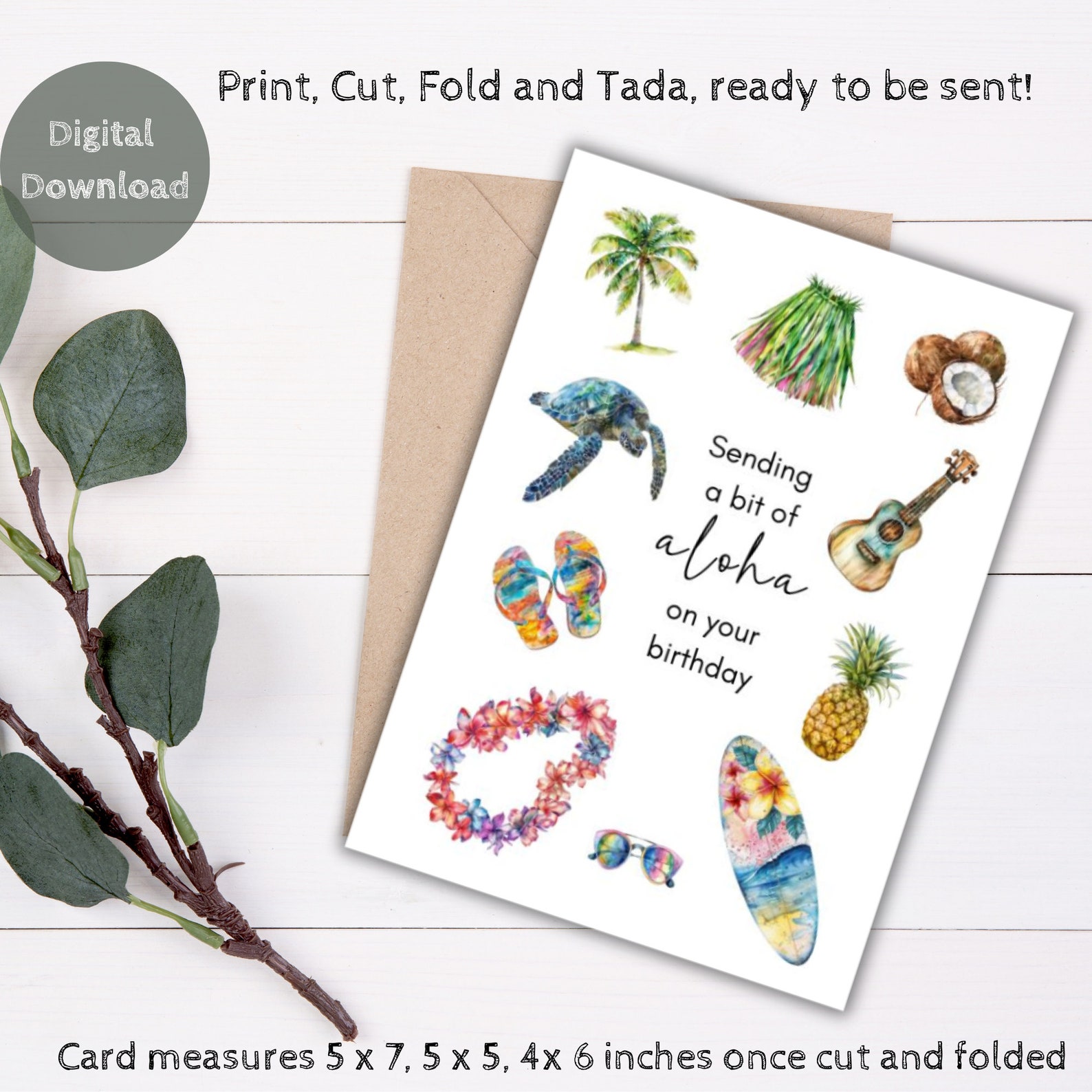 Funny Birthday Card, Hawaiian Birthday Card Aloha Birthday Card ...