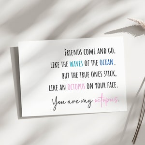 Carte imprimable meilleur ami, juste parce que carte, anniversaire bestie, carte d'anniversaire poulpe, carte pour meilleur ami, merci d'être ma personne