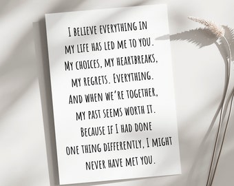Printable Anniversary Card, valentines day card, Romantic Card Husband, romantic birthday card, anniversary card, romantic , poem card
