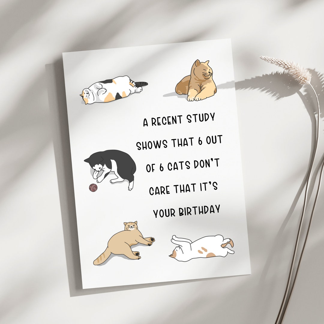 Printable Birthday Card, Funny Birthday Card, Funny Cat Birthday Card ...