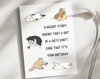 Tarjeta de cumpleaños imprimible, tarjeta de cumpleaños divertida, tarjeta de cumpleaños divertida para gatos, tarjeta de cumpleaños para amantes de los gatos, tarjeta de felicitación de cumpleaños con descarga digital