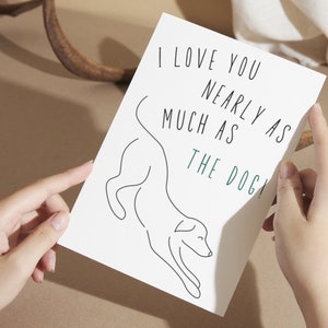 Afdrukbare verjaardagskaart Gelukkige verjaardagskaart voor echtgenoot Grappige verjaardagskaart voor hem lijntekeningen hond Verjaardagskaart Grappige kaart