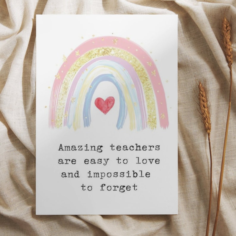 Printable Thank you Teacher Appreciation Card Digital Teacher birthday, Teacher Instant Thank you Card for Teacher Amazing teacher Rainbow image 3