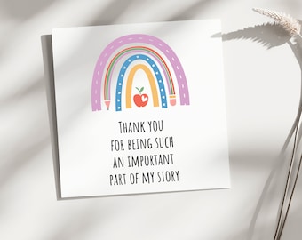 Printable Thank you Teacher Appreciation Card Digital Teacher birthday, Teacher Instant Thank you Card for Teacher Amazing teacher Rainbow