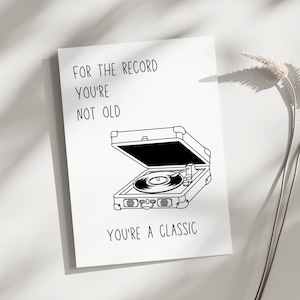 Carte d'anniversaire imprimable Carte d'anniversaire amusante pour grand-père ou papa Carte d'anniversaire amusante imprimable pour collectionneur de vinyles Classique rétro