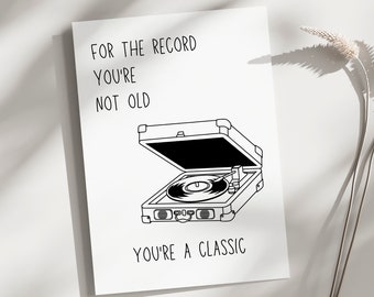 Printable Birthday Card Funny birthday card For Grandpa or Dad birthday card Printable Funny Birthday Card for Vinyl collector Classic Retro