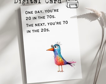 70th birthday card, funny 70th birthday card, happy 70th card, bird birthday card, bird lover 70th Printable Birthday Card, digital 70th