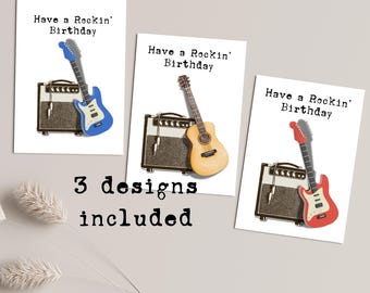 Guitar Birthday Card, Guitar birthday card for him, Guitarist Birthday card, have a rocking birthday card, Music amplifier guitar classical