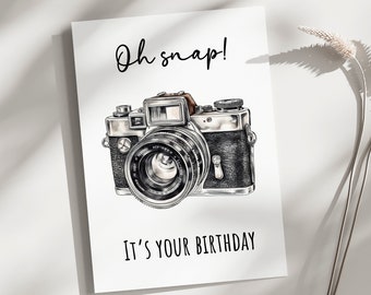 Printable Birthday Card, Printable camera Birthday Card, digital download birthday Card, Birthday Card, Vintage Camera birthday, camera